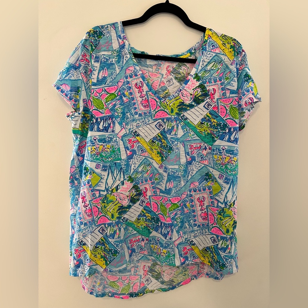Lilly Pulitzer Etta Top XL in Pop Up Wish You Were Here NWOT